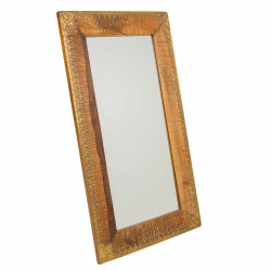 Espejo de pared Alexandra House Living Marrón Latón Madera de mango