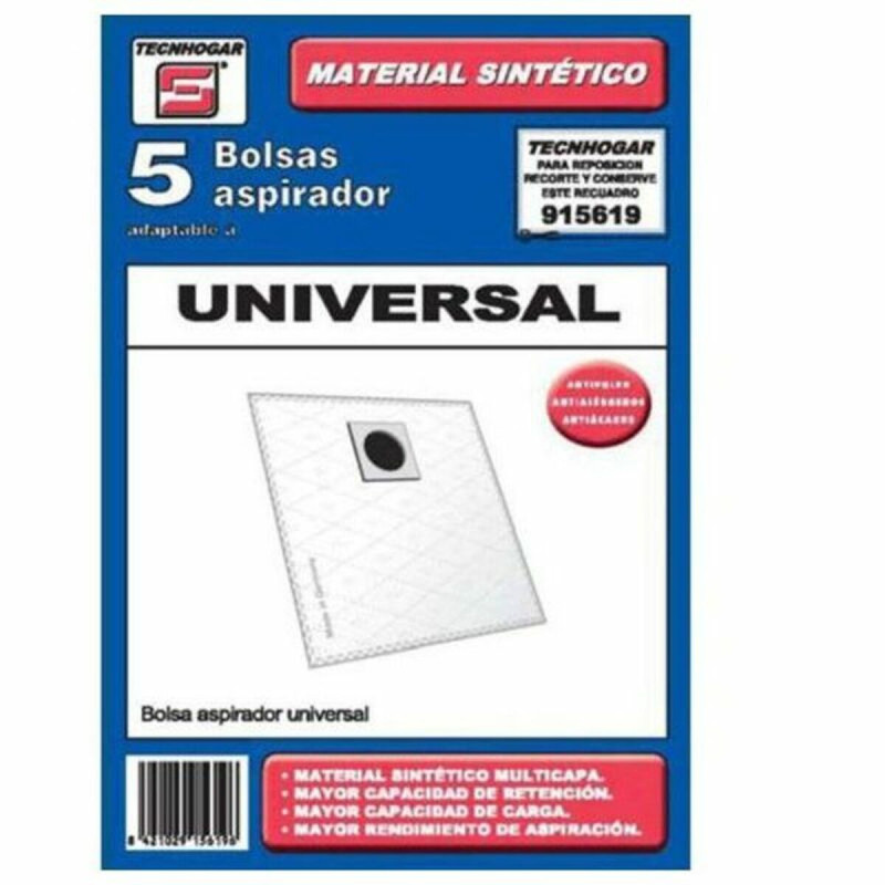 Bolsa de Recambio Universal para Aspiradora Tecnhogar 915619 (5 uds) Bolsa de Recambio Universal para Aspiradora Tecnhogar 915619 (5 uds)