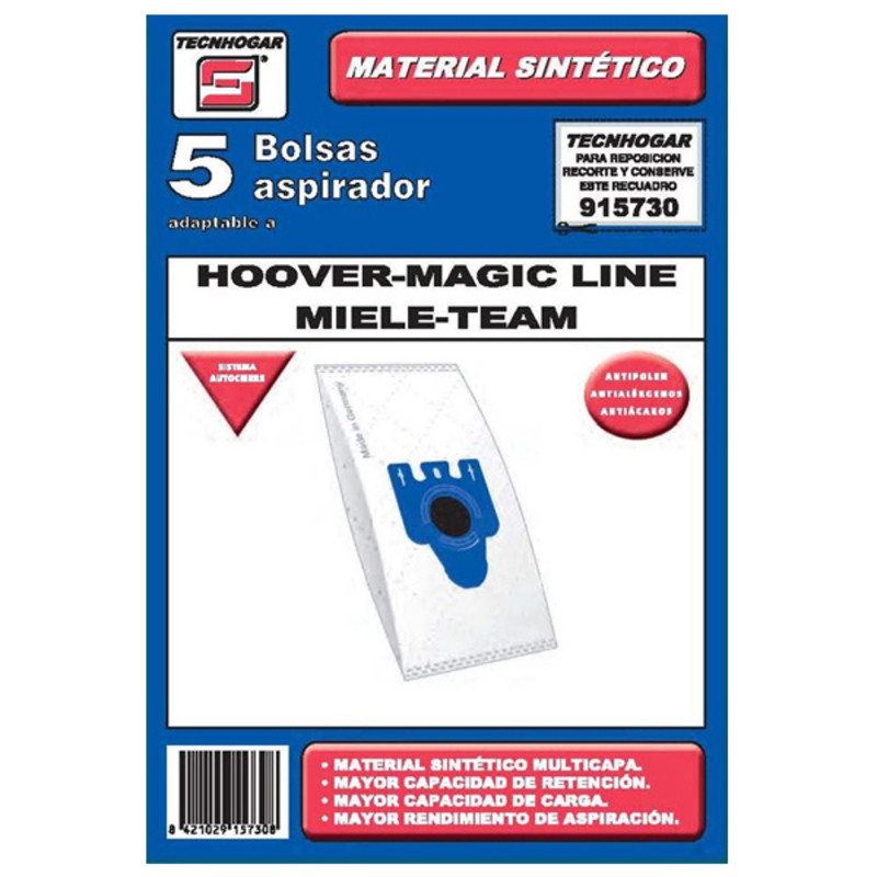 Bolsa de Recambio para Aspiradora Tecnhogar 915730 (5 uds) Bolsa de Recambio para Aspiradora Tecnhogar 915730 (5 uds)