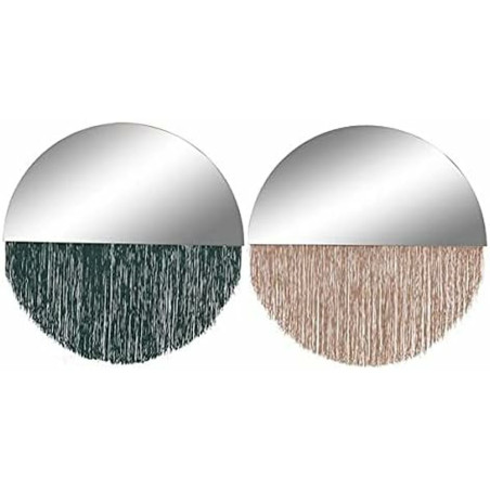 Espejo de pared DKD Home Decor Verde Dorado Madera Espejo Flecos 50 x