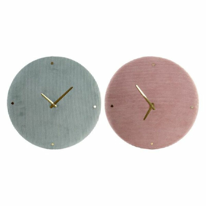 Reloj de Pared DKD Home Decor Verde Rosa 40,5 x 5,5 x 40,5 cm (2 Unida