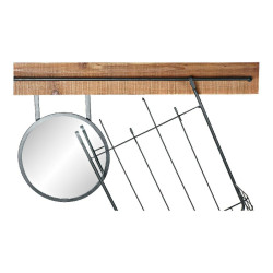 Espejo de pared DKD Home Decor Negro Metal Abeto Espejo (80 x 15 x 20