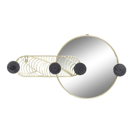 Espejo de pared DKD Home Decor Negro Dorado Cristal Hierro 44 x 7 x 25