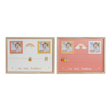 Cuadro Portafotos con Pinzas DKD Home Decor Madera MDF Infantil Arcoí