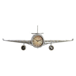 Reloj de Pared DKD Home Decor Avión Metal Cristal (141 x 20 x 46.5 cm