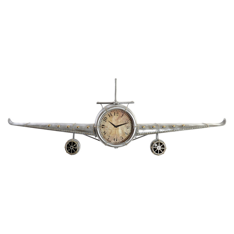 Reloj de Pared DKD Home Decor Avión Metal Cristal (141 x 20 x 46.5 cm