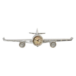 Reloj de Pared DKD Home Decor Avión Metal Madera MDF (101 x 22 x 26 c