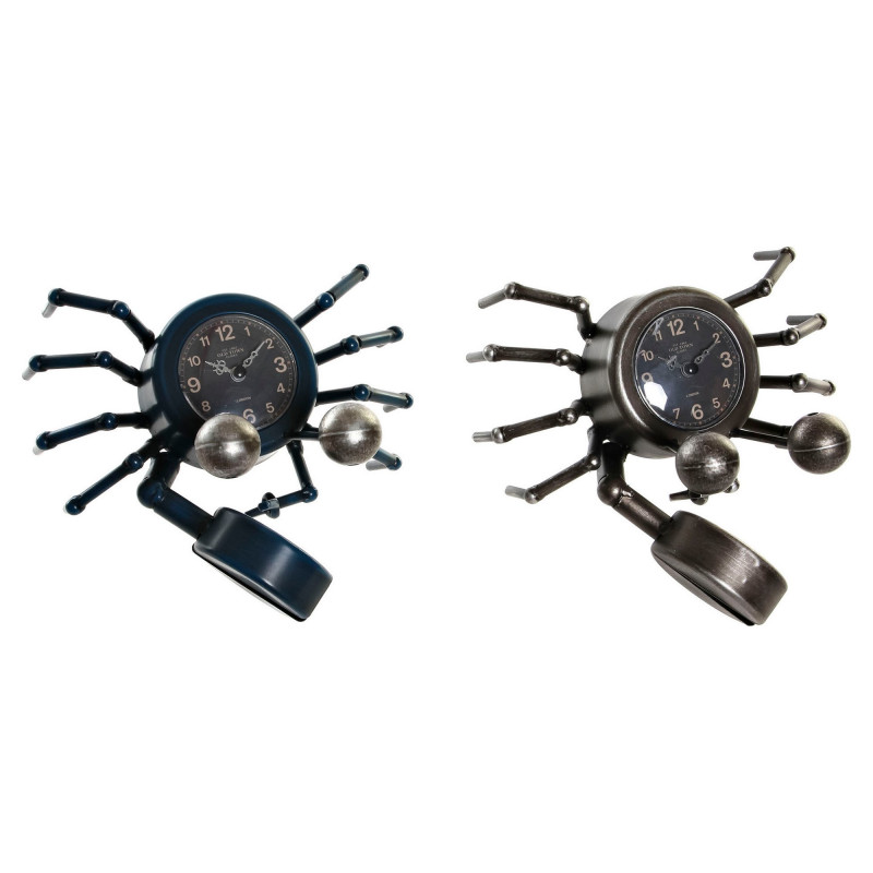 Reloj de Mesa DKD Home Decor Animal 23 x 22 x 14 cm Plateado Azul Hier