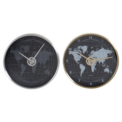 Reloj de Pared DKD Home Decor Negro Dorado Plateado Aluminio Cristal M