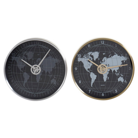 Reloj de Pared DKD Home Decor Negro Dorado Plateado Aluminio Cristal M