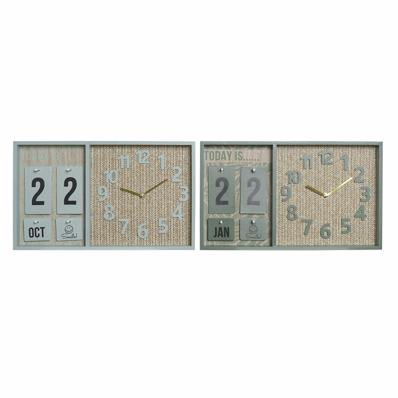 Reloj de Pared DKD Home Decor Verde Madera Polipropileno Plástico Mad