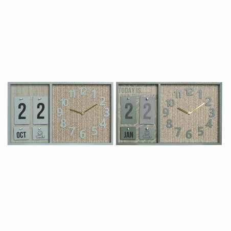 Reloj de Pared DKD Home Decor Verde Madera Polipropileno Plástico Mad