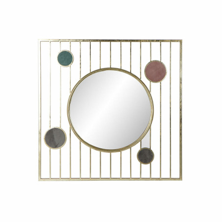 Espejo de pared DKD Home Decor Cristal Rosa Dorado Metal Círculos (10