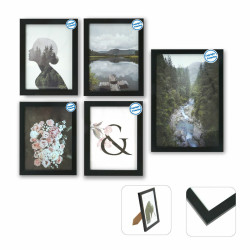 Marco de Fotos DKD Home Decor Múltiple 23 x 2 x 28 cm Negro Moderno M