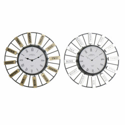 Reloj de Pared DKD Home Decor 40 x 6,4 x 40 cm Cristal Plateado Dorado