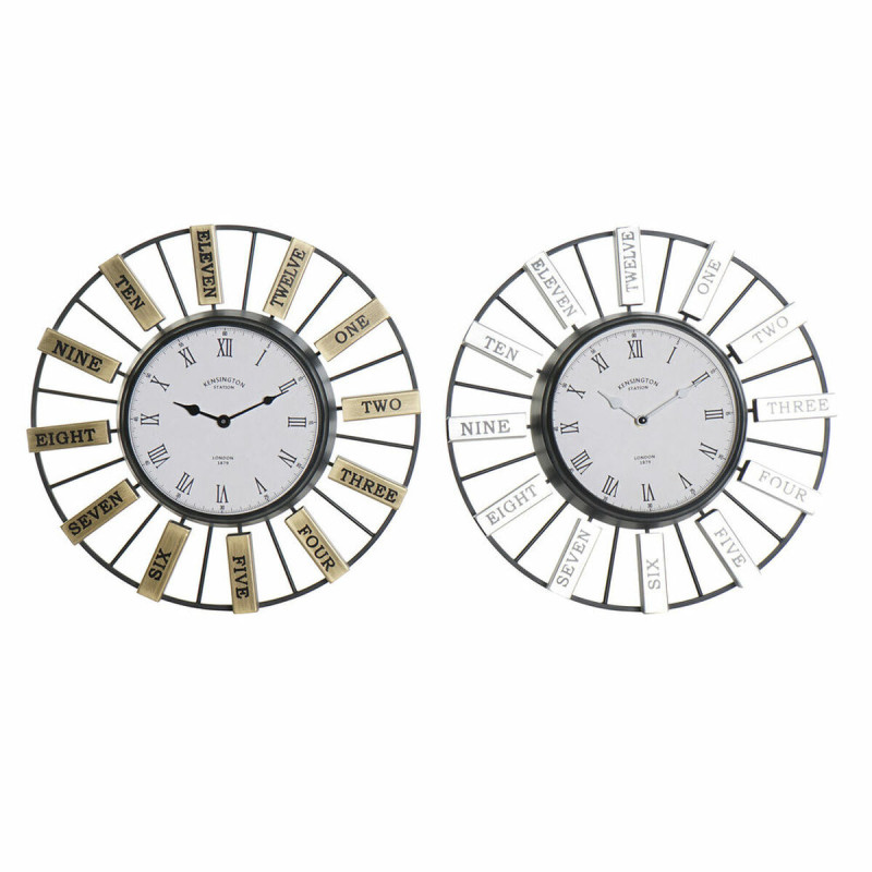 Reloj de Pared DKD Home Decor 40 x 6,4 x 40 cm Cristal Plateado Dorado
