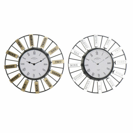 Reloj de Pared DKD Home Decor 40 x 6,4 x 40 cm Cristal Plateado Dorado
