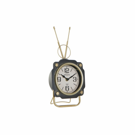 Reloj de Mesa DKD Home Decor Negro Dorado Cristal Hierro Vintage 15,5