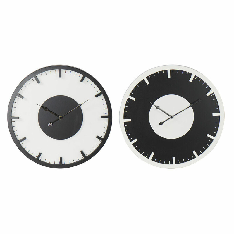 Reloj de Pared DKD Home Decor 50 x 3,5 x 50 cm Negro Blanco Vintage Ma