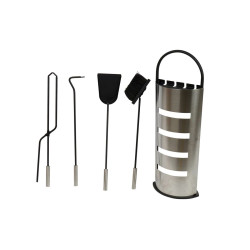Utensilios para Chimenea DKD Home Decor Plateado Acero 23 x 15 x 66 cm
