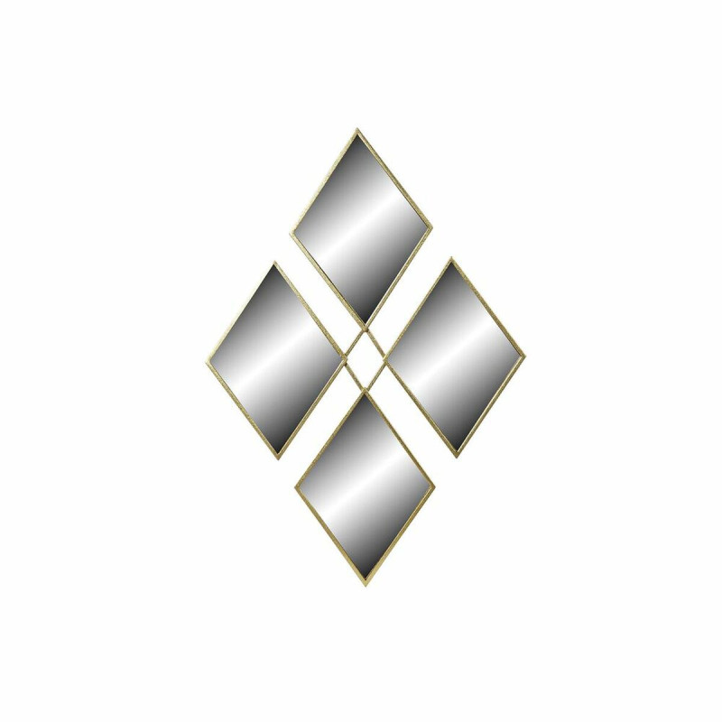 Espejo de pared DKD Home Decor Espejo Dorado Metal Rombos (63 x 2 x 90