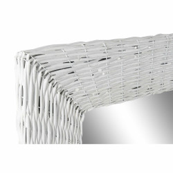 Espejo de pared DKD Home Decor Cristal MDF Blanco Mimbre Cottage (87 x
