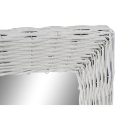 Espejo de pared DKD Home Decor Cristal MDF Blanco Mimbre Cottage (53 x