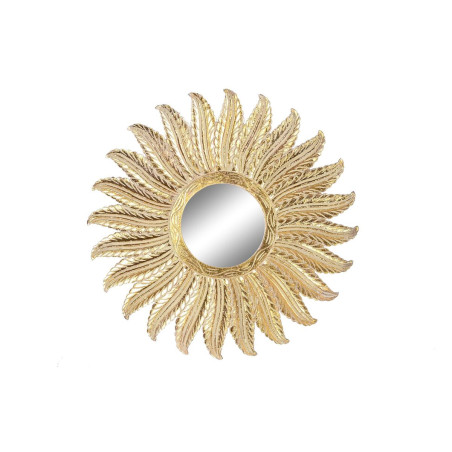 Espejo de pared DKD Home Decor Dorado Plumas Indio Decapé 90 x 3 x 90