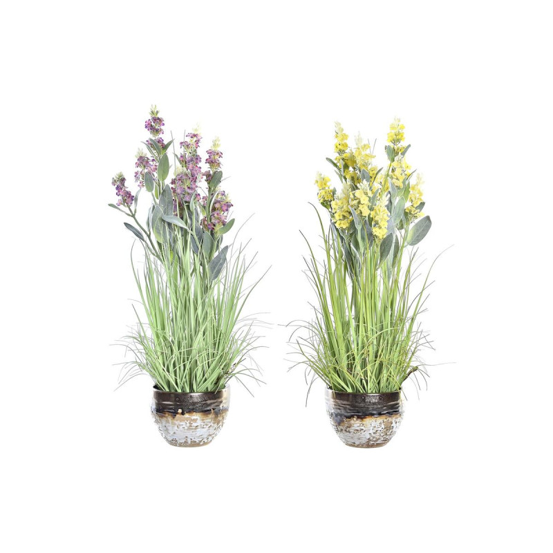 Planta Decorativa DKD Home Decor Porcelana Rosa Polietileno Amarillo 2 Planta Decorativa DKD Home Decor Porcelana Rosa Polietileno Amarillo 2