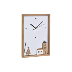 Reloj de Pared DKD Home Decor Blanco Marrón Madera Aluminio Casas Urb