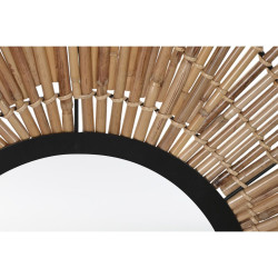 Espejo de pared DKD Home Decor Espejo Natural Negro Metal Ratán (63 x