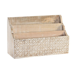 Organizador Multiusos DKD Home Decor Blanco Natural Madera de mango 32