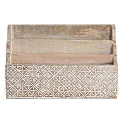 Organizador Multiusos DKD Home Decor Blanco Natural Madera de mango 32
