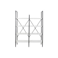 Estantería DKD Home Decor Negro Metal Blanco 4 Estantes Madera MDF (1