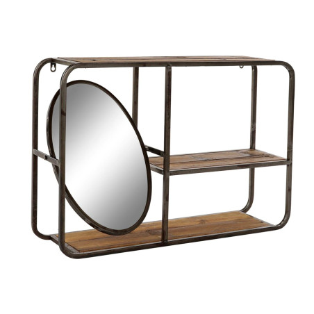 Estantería DKD Home Decor Negro Marrón oscuro Madera Metal Espejo 73