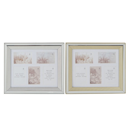 Marco de Fotos DKD Home Decor Dorado Plateado Aluminio Cristal Poliest