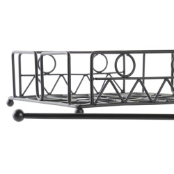 Servilletero DKD Home Decor Geométrico Negro Metal 18 x 18 x 7 cm