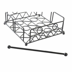 Servilletero DKD Home Decor Geométrico Negro Metal 18 x 18 x 7 cm