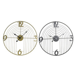 Reloj de Pared DKD Home Decor Negro Dorado Metal Moderno 45 x 3 x 45 c