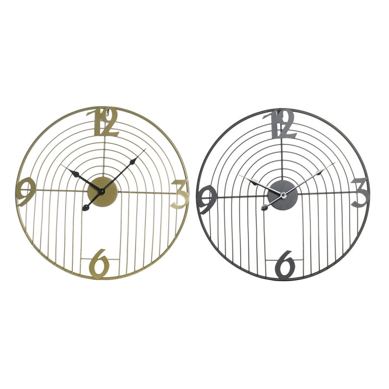 Reloj de Pared DKD Home Decor Negro Dorado Metal Moderno 45 x 3 x 45 c