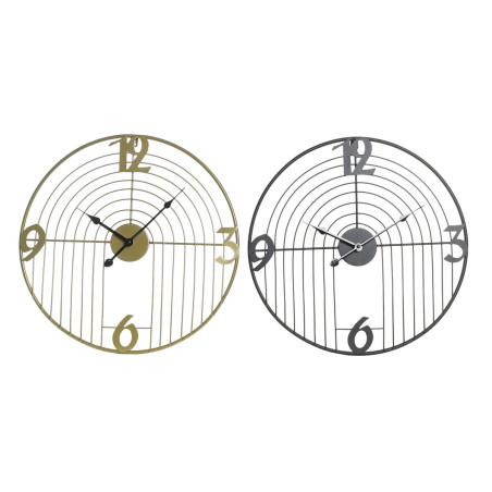 Reloj de Pared DKD Home Decor Negro Dorado Metal Moderno 45 x 3 x 45 c