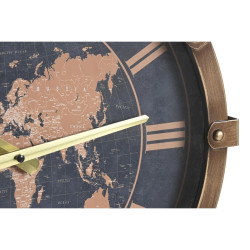 Reloj de Pared DKD Home Decor Dorado Plateado Cristal Hierro Mapamundi