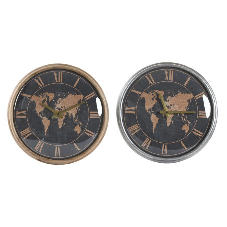 Reloj de Pared DKD Home Decor 46 x 6,5 x 46 cm Cristal Plateado Negro