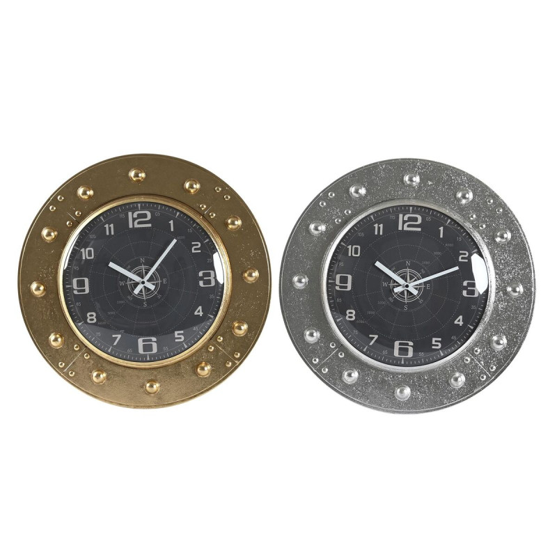 Reloj de Pared DKD Home Decor 48,5 x 6 x 48,5 cm Cristal Plateado Negr