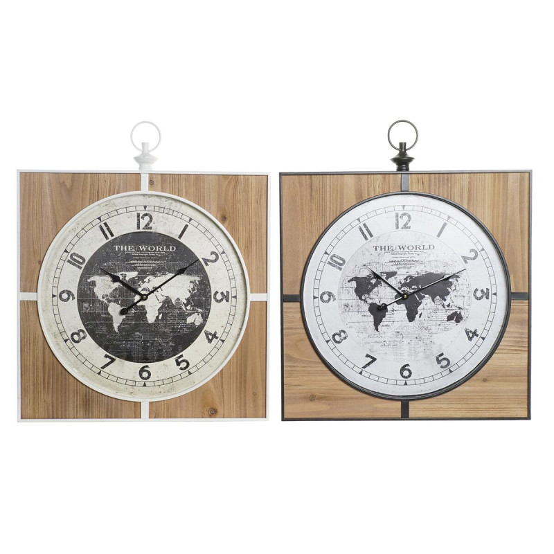 Reloj de Pared DKD Home Decor Negro Blanco Hierro Vintage 60 x 4,5 x 6