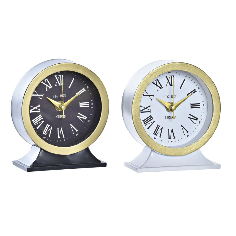 Reloj de Mesa DKD Home Decor Blanco Negro Cristal Hierro 12 x 6 x 13 c
