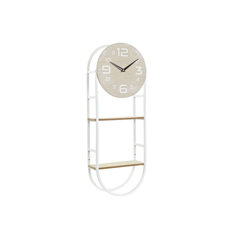 Reloj de Pared DKD Home Decor Natural Metal MDF Blanco (25,5 x 11,5 x