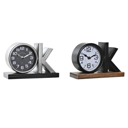 Reloj de Mesa DKD Home Decor 23 x 8 x 15 cm Plateado Negro Hierro (2 U