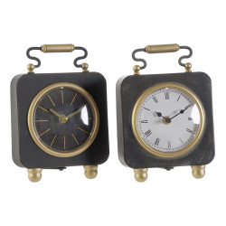 Reloj de Mesa DKD Home Decor Negro Plateado PVC Metal Plástico 14,5 x