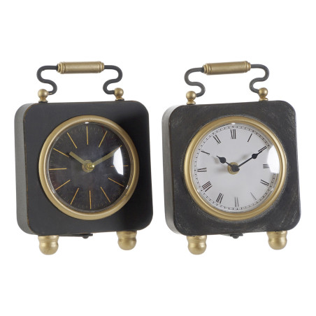 Reloj de Mesa DKD Home Decor Negro Plateado PVC Metal Plástico 14,5 x